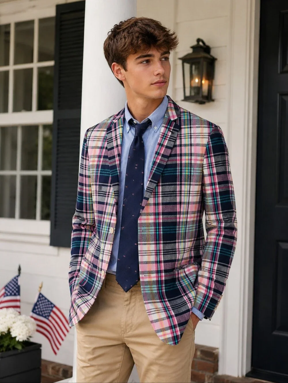 Tommy Hilfiger Plaid Blazer Jacket Youth Boys Size 18 Big Kid New Without Tags